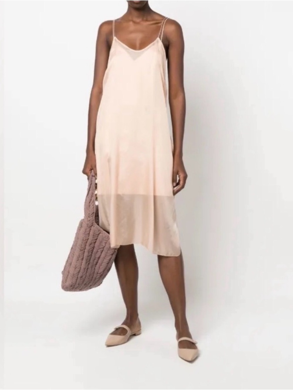 Slip Midi Dress in Blush Pink